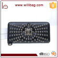 Style coréen élégant rivet crâne Lady Purse pour portefeuille en cuir de la femme